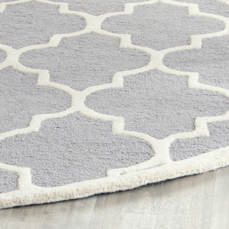Tapis géométrique en laine touffeté à la main Cambridge, Rond 6 pi