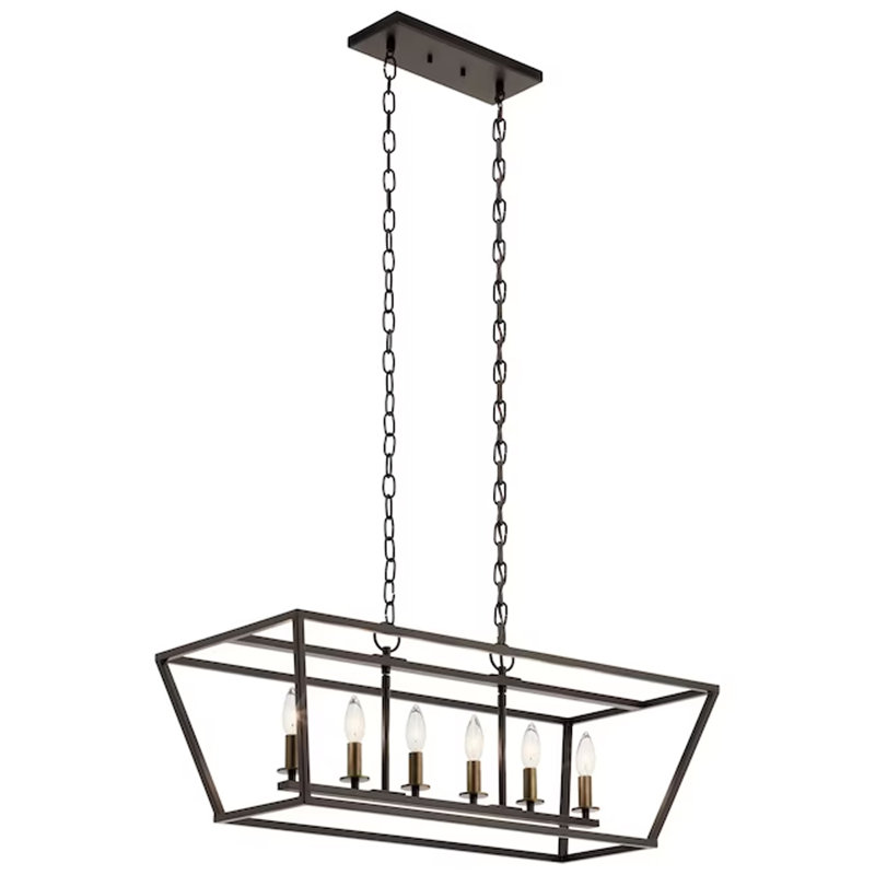 Lustre rectangulaire pour îlot de cuisine à 6 lumières Tanica