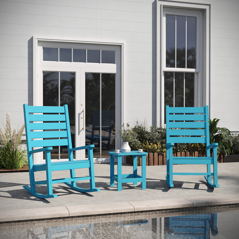 Ensemble commercial d'intérieur et d'extérieur 3 pièces Merlene avec 2 chaises berçantes et une table de bout
