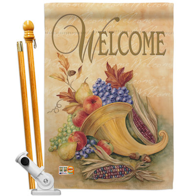 Cornucopia 2 côtés en polyester 40 x 28 po bo automne ensemble de drapeau