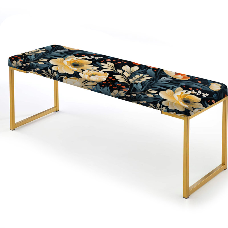 Banc floral rembourré or, Oasis de jardin à fleurs jaunes