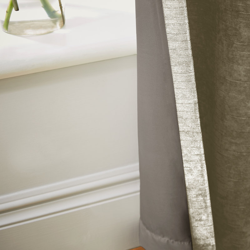 Selene Luxury Chenille Weighted Thermal Eyelet Cur Semi Sheer Curtain, 90cm Width x 228.6cm Drop, Green