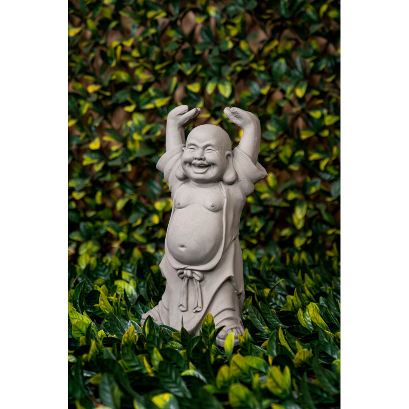Statue buddha main levée, gris