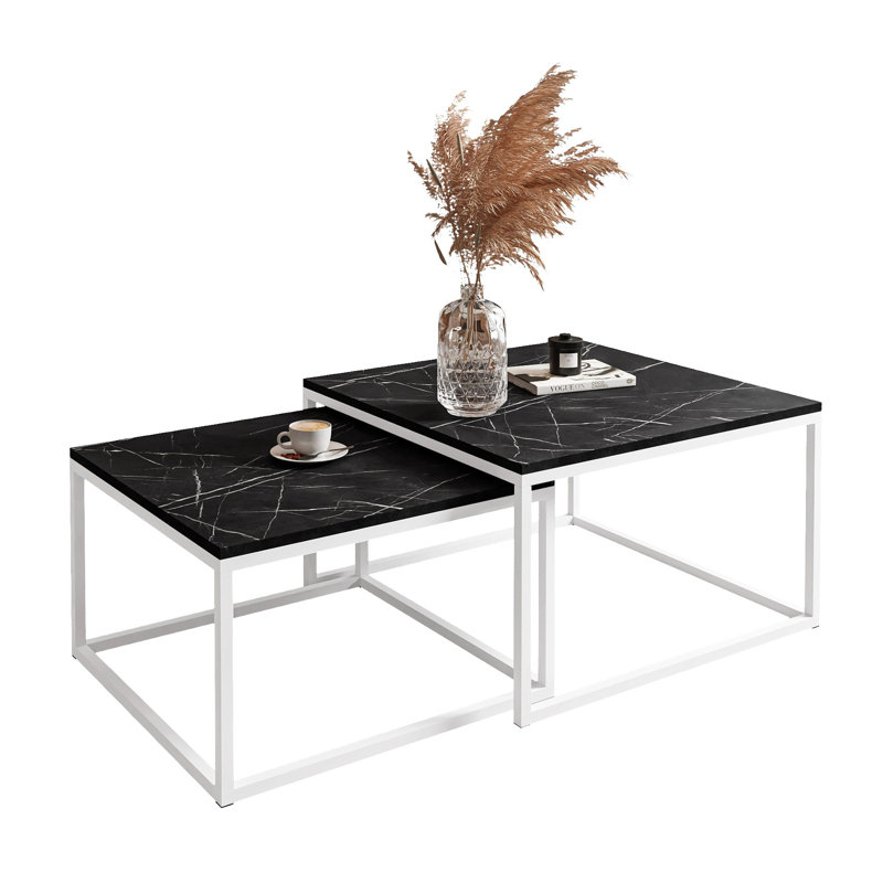 Yoshi 2 -in -1 coffee table in white/ grigia, Black / White