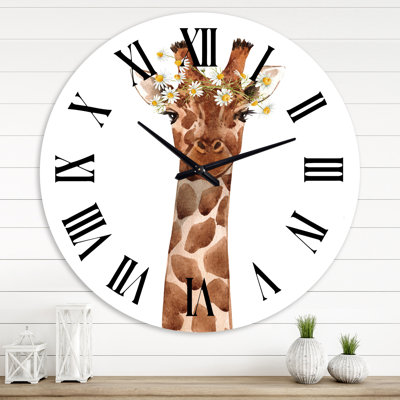 Portrait d'une girafe - horloge murale