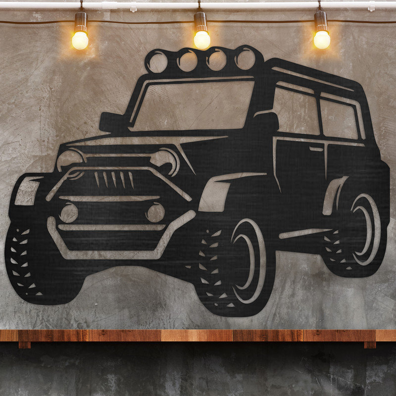 Décoration murale voiture hors route - ACM, H 32,6 po x l 46 po x P 0,25 po, Argent