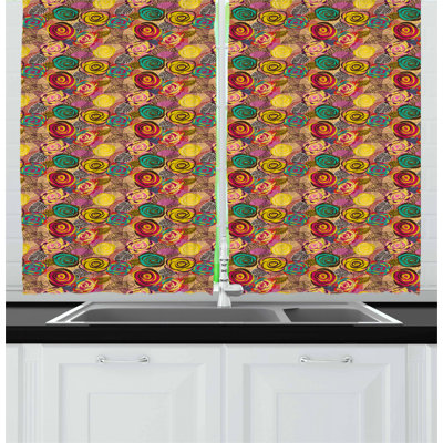 Floral Pointed Kitchen Curtain