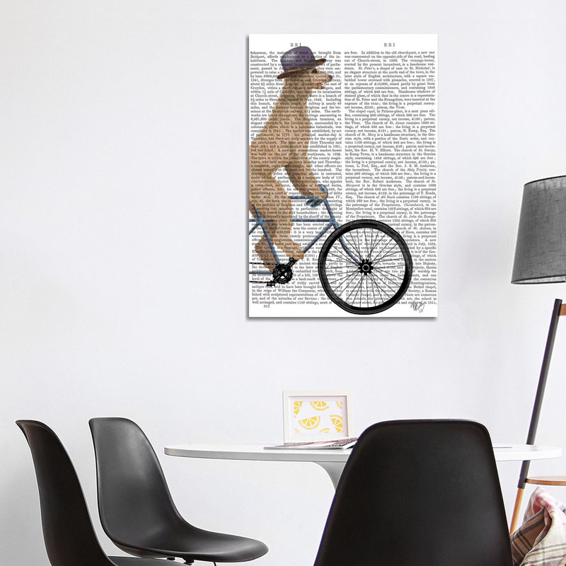 Poodle On Bicycle, Cream, Print BG by Fab Funky - Wrapped Canvas Gallery-Wrapped Canvas Giclée, 101.6 cm H x 66.04 cm W