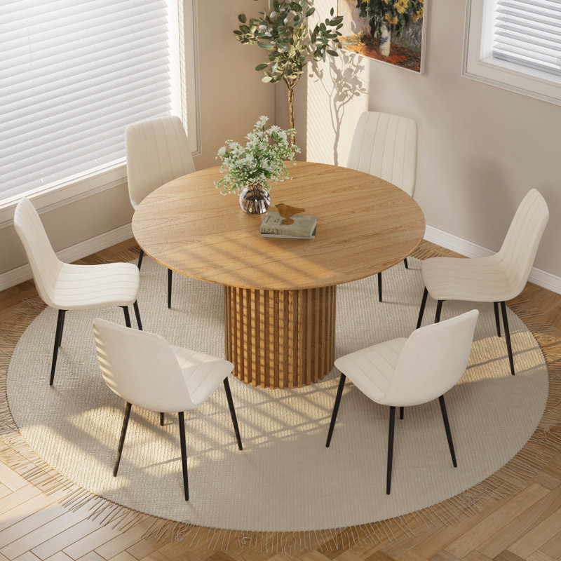 Ensemble de table de salle à manger, Beige, 7, Chêne