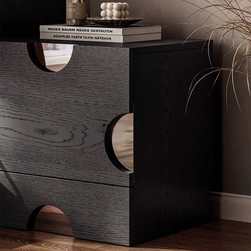Black Combination Wood Single Cabinet with Drawer