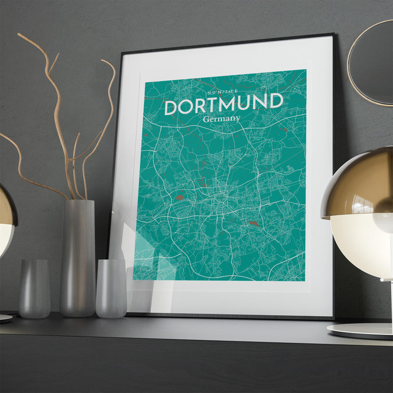Dortmund City Map In Nature - No Frame Print, 20cm H x 16cm W x 0.05cm D