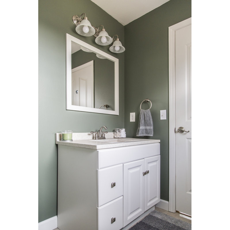 Akhari Wood Wall Mirror, Semi Gloss White, 30" x 30"