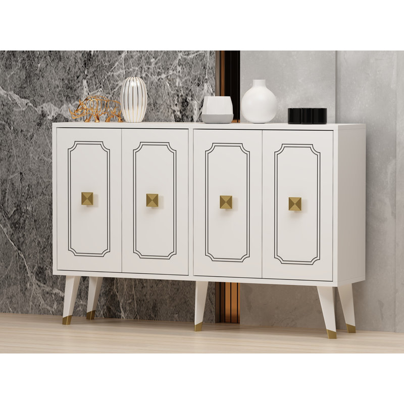 Odessa 80cm Sideboard, White/Gold