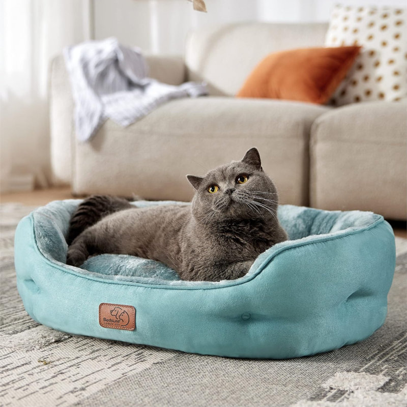 Lit pour animal en molleton, Moyen (L 25 po x l 21 po), Bleu délavé