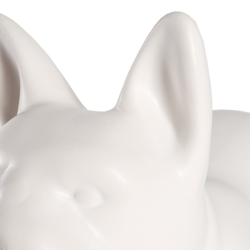 Figurine Rideau, Blanc mat, H 7,87 po x l 9,84 po x P 4,13 po, Bouledogue