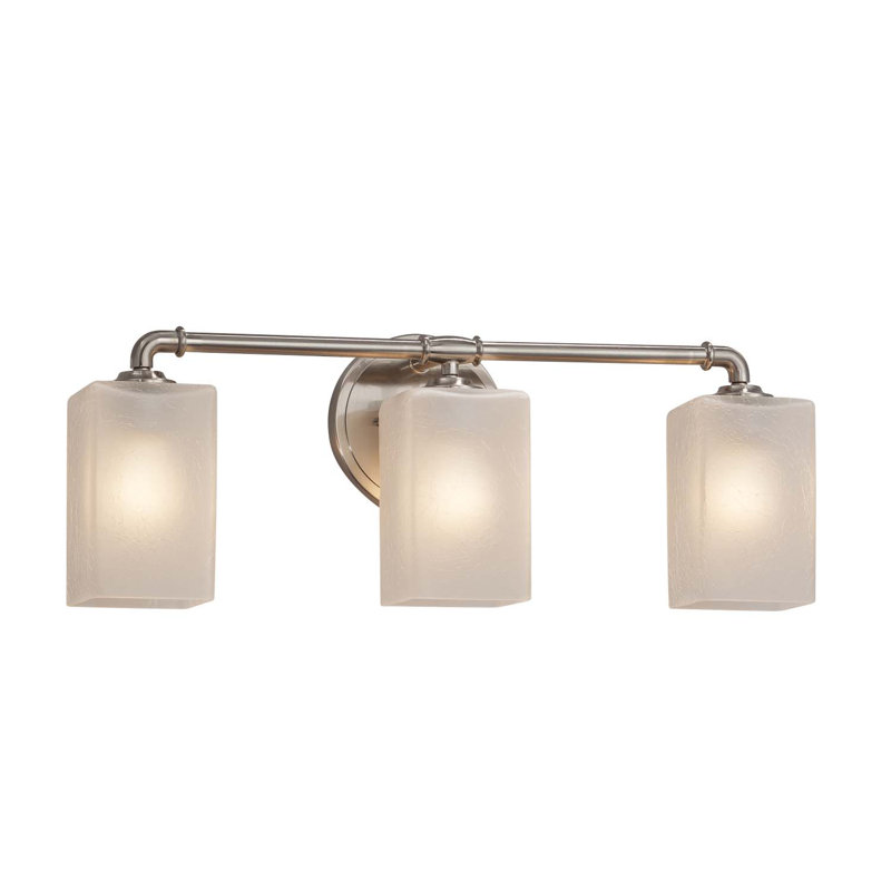 Éclairage pour salle de bain à 3 lumières à intensité variable Helam, Nickel brossé, Craquelé givré, GU24 / 13 W