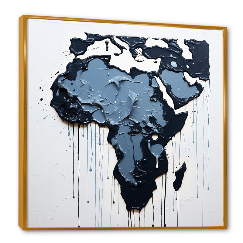 Reproduction d'art sur toile noir et bleu, H 16 po x l 16 po x P 1 po, Cadre flottant doré