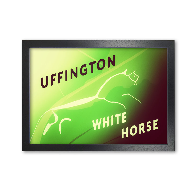 Uffington White Horse by Richard O'Neill - Print, 21cm H x 29.7cm W x 3cm D, Black Framed
