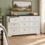 Commode rustique à 9 tiroirs, 135 cm de large, idéale pour le salon, l'entrée ou la chambre à coucher - Blanche-106536654