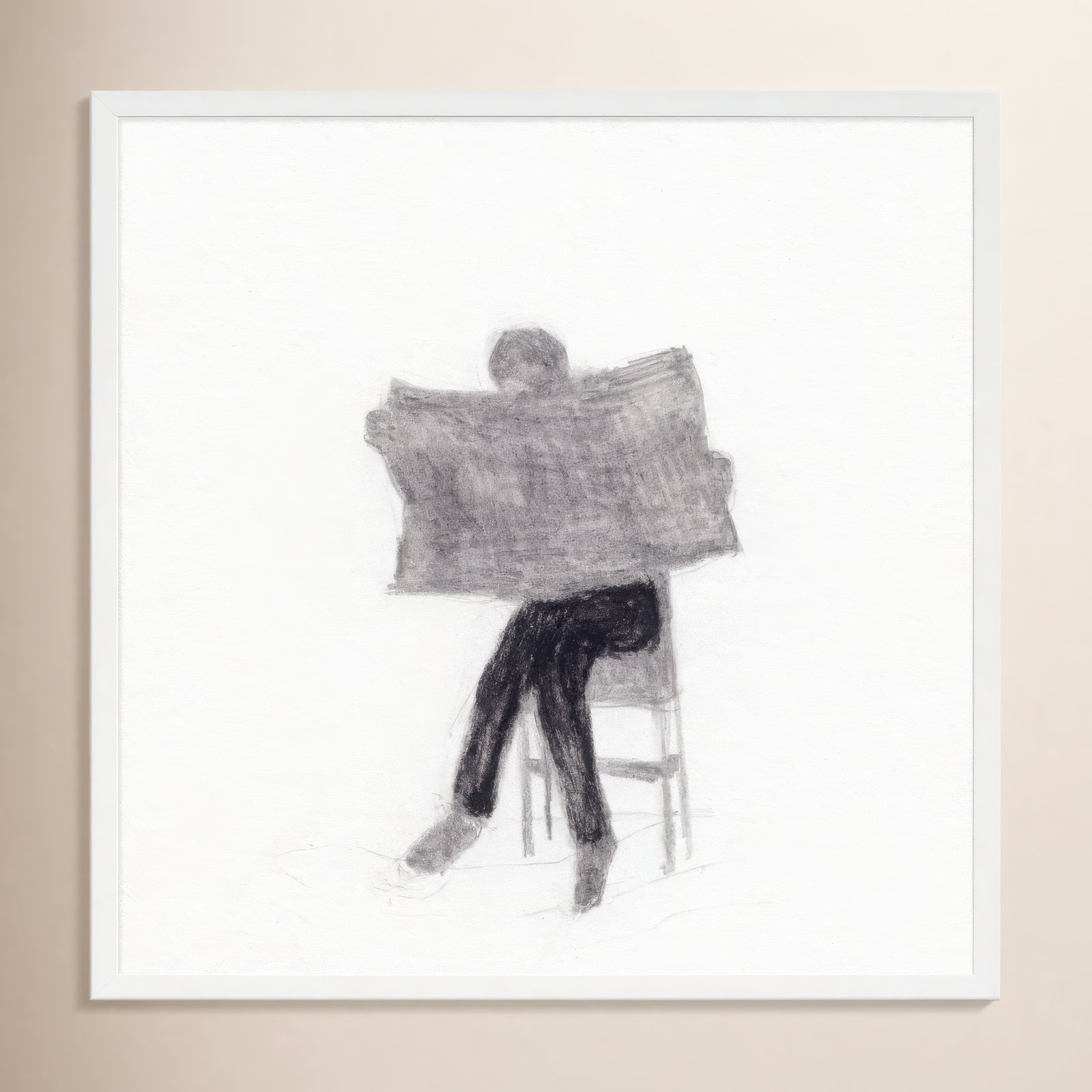 I Read the News Today Painting, 16" H x 16" W, White