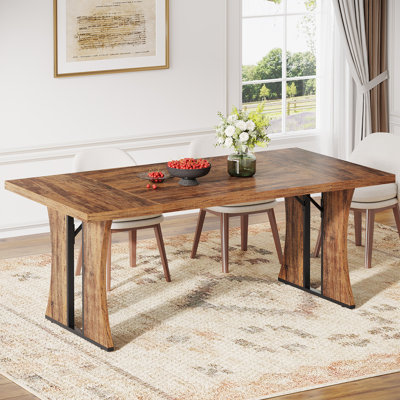 Alionna Farmhouse Rectangular Dining Table for 6