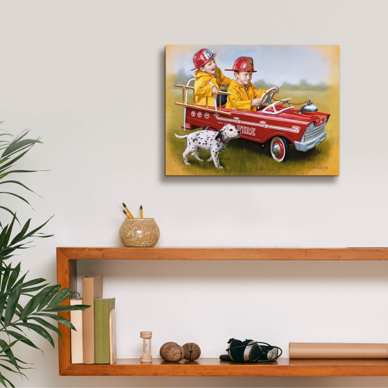 «1959 Murray Fire Truck» par David Lindsley, art mural sur toile, H 12 po x l 16 po x P 0,75 po