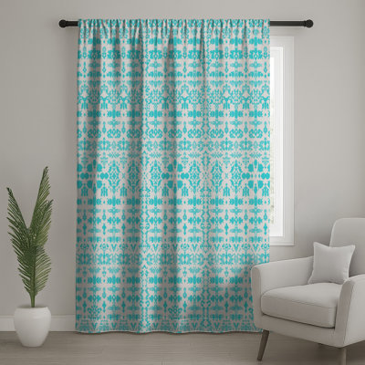 Intricate Blue Damask Window Curtains, Damask Sheer & Blockout Curtains - 1 Panel