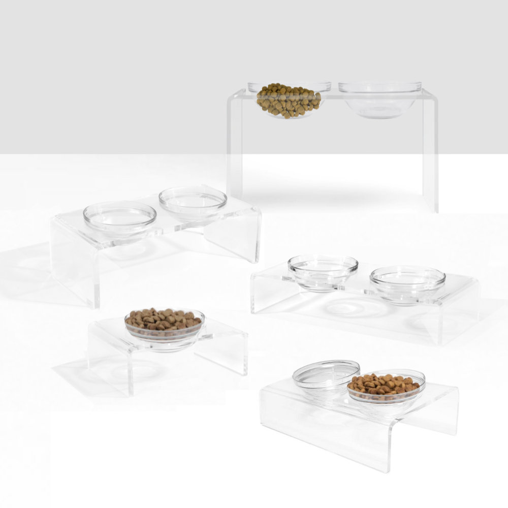 Clear Glass Bowl Elevated Feeder, 4 Cups