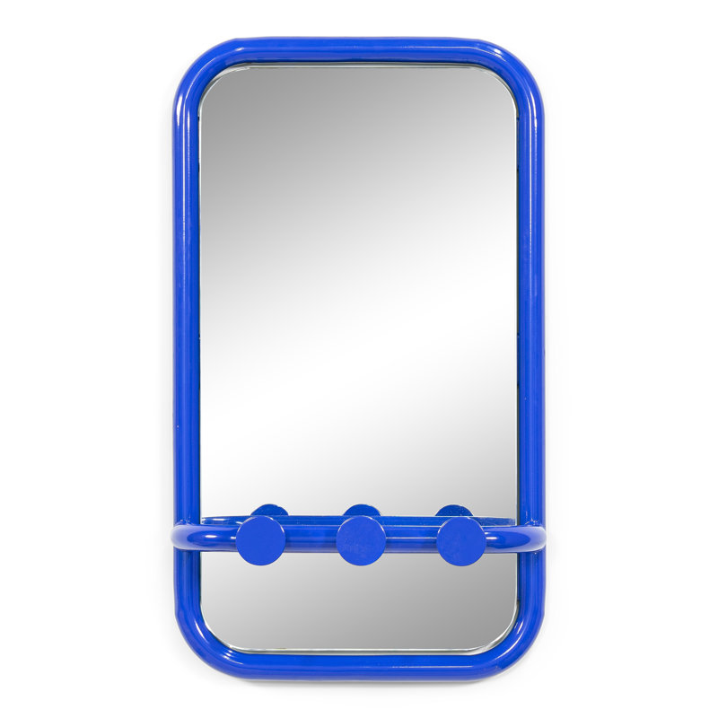 Retro Steel Rectangle Wall Mirror, Blue