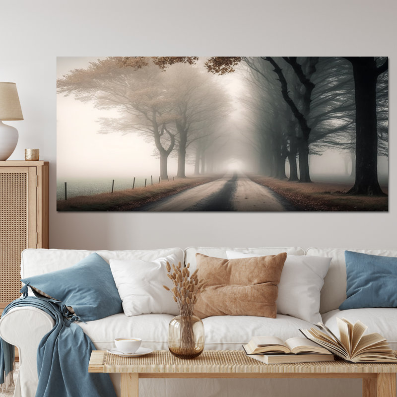 Art sur toile, "Misty Road Through The Forest II", Toile tendue, H 28 po x l 60 po x P 1,5 po