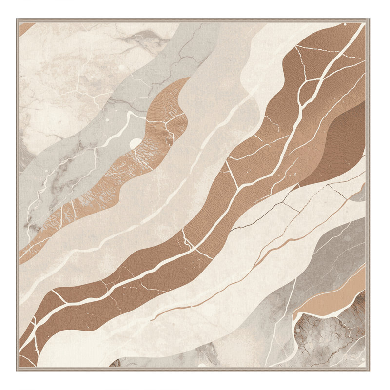 Machine Washable Bensonhurst Posh & Luxe Marble Rug in Beige – Beige Binding, 5' Square