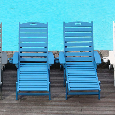 Chaise longue en PEHD avec dossier réglable à 4 positions, fauteuil d'extérieur robuste