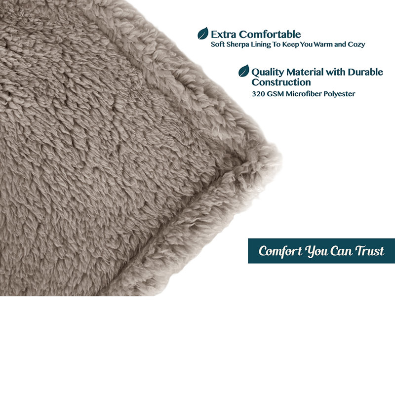 Taupe Twin Sherpa Fleece Faux Fur Blanket