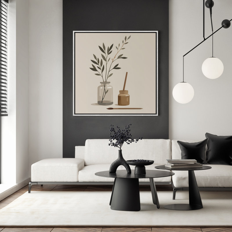 Art mural encadré abstrait rétro antique classique pour chambre à coucher, H 16 po x l 16 po, Blanc