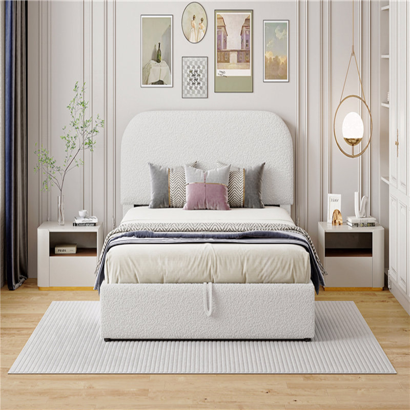 Grand lit plateforme tapissier Teddy, Grand lit