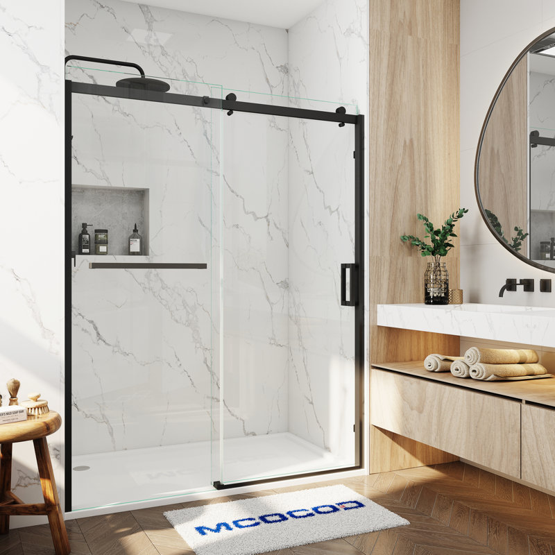 Poignée de porte de douche carrée 8 po - Plaque de tirage en acier inoxydable à double face pour verre épais de 1/4 po à 1/2 po