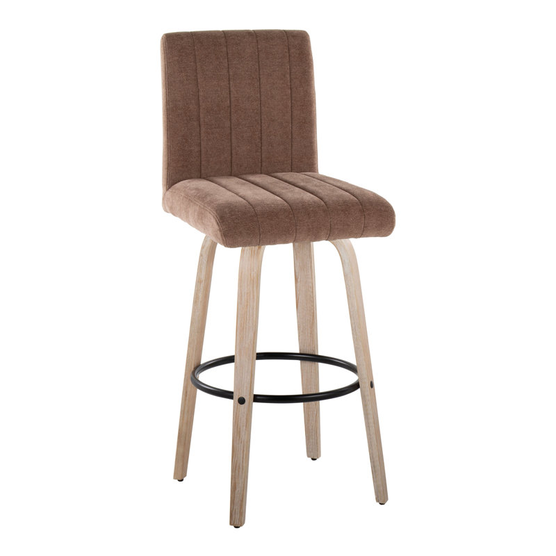 Tabouret de bar contemporain à hauteur fixe avec pivot, Brun, Naturel