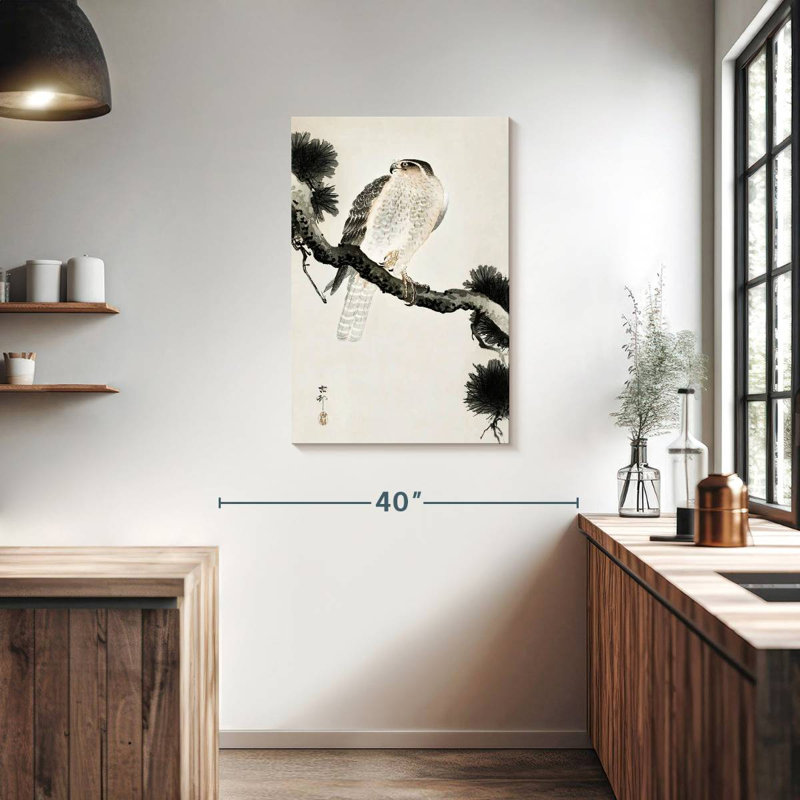 Brampt Hawk On Pine Branch, 36" H x 24" W