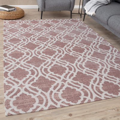 Carina Washable Rugs Trellis Design in Pink
