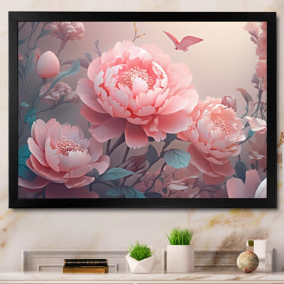 «Pink Green Peony In Motion III», reproduction d'art sur toile