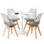 Ensemble de salle à manger moderne 5 pièces, table tulipe ronde blanche 31,5 po avec 4 chaises en acrylique gris clair-250574048-250574049
