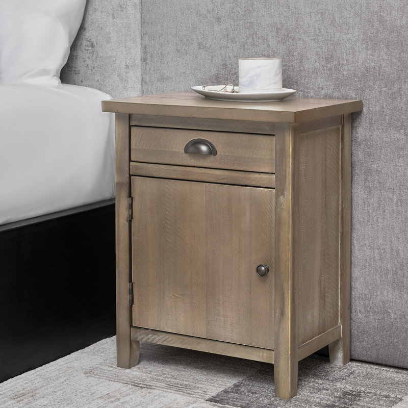 Table de chevet avec tiroir Reinhild, Gris délavé