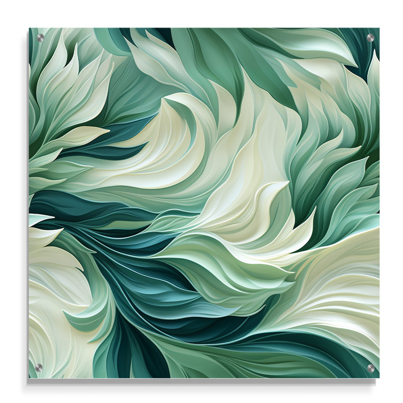 «Seafoam Serenity Tropical» - Art mural acrylique côtier moderne, H 16 po x l 16 po
