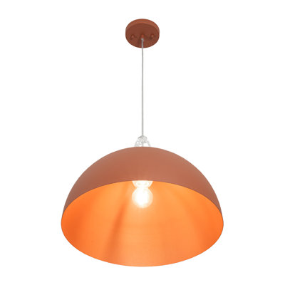 1-Light Simple Design Colorful Dome Pendant Light with Adjustable Height