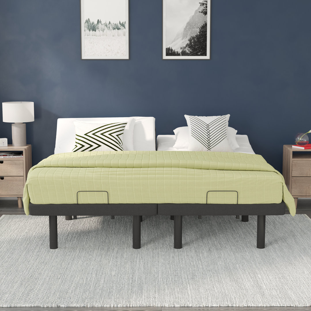 Overton Anti-skid Upholstered Adjustable Bed Base with Wireless Remote The Twillery Co.®
