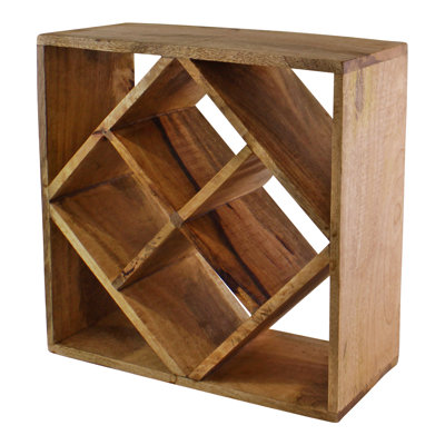 Meansville 4 Bottle Solid Wood Tabletop Wine Bottle Rack in Brown