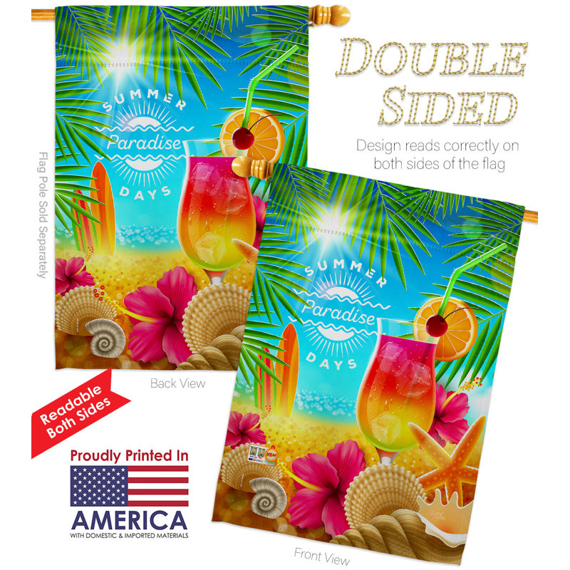 Drapeau de maison en polyester 40 H x 28 W Summer In Paradise