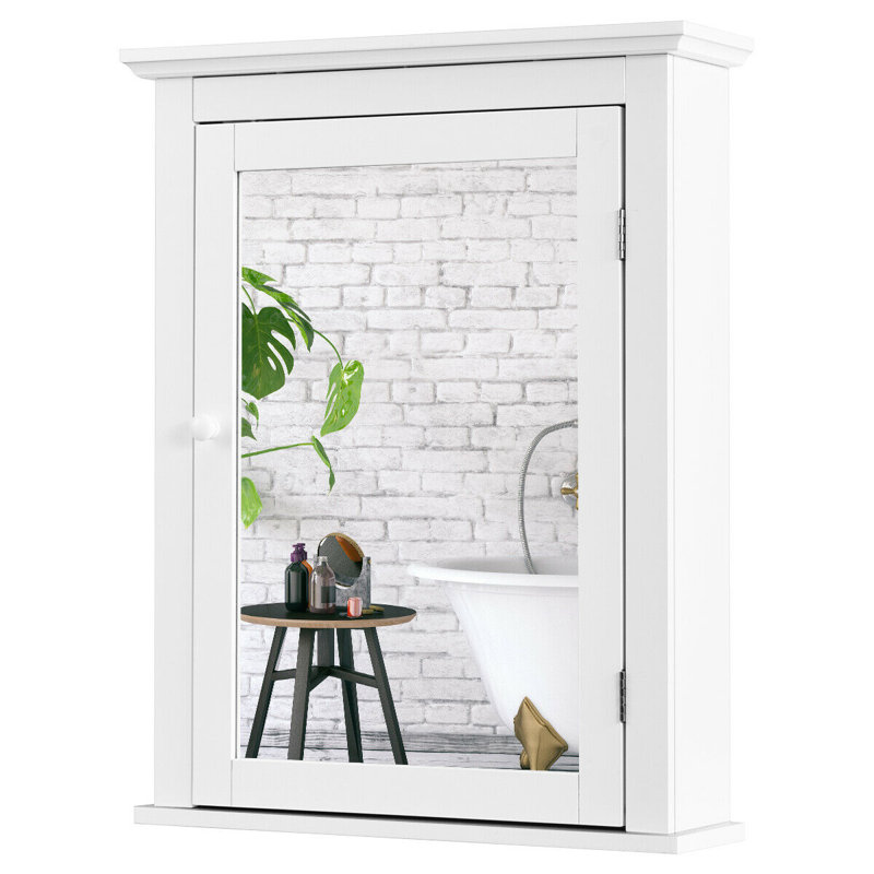 Armoire à pharmacie avec cadre à fixation en surface et 1 tablette réglable Frick, Blanc