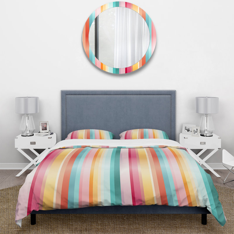Ensemble de housse de couette Rainbow Colors Candyland Stripes II, Housse de couette simple + 1 taie décorative stan