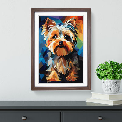 XYZ-FRM-V1223-1717 Yorkshire Terrier Cubism 1 Piece Single Picture Frame Wall Art